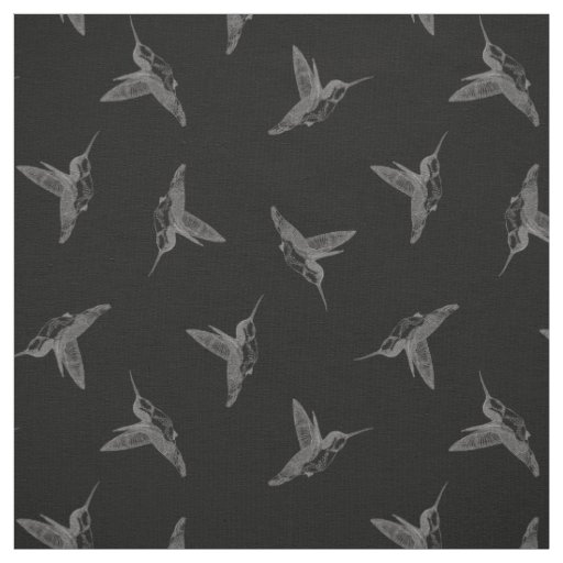 Hovering Hummingbird Black Tossed Print Fabric