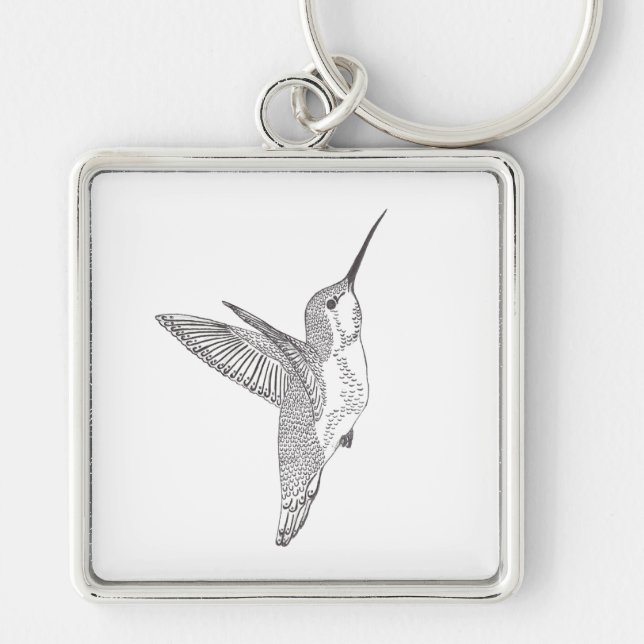 Hovering Hummingbird Sketch Keychain (Front)
