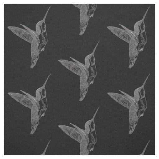 Hovering Hummingbirds Black Print Fabric