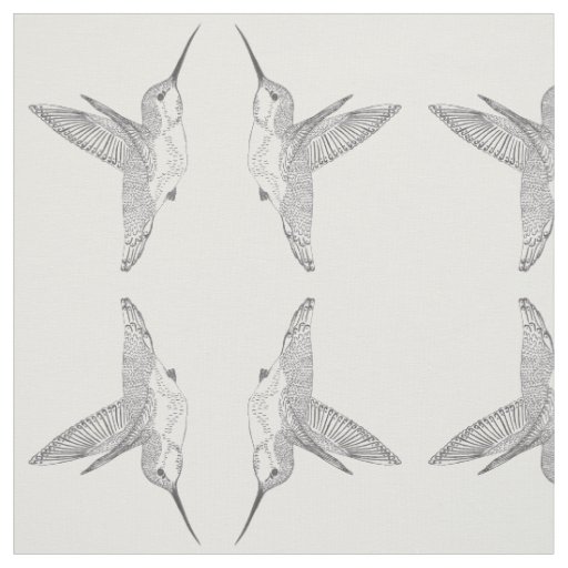 Hovering Hummingbirds Meeting Mirrored Print Fabric