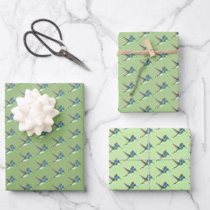 Hovering Jacobin Hummingbird - transp. 3 shades. Wrapping Paper Sheets