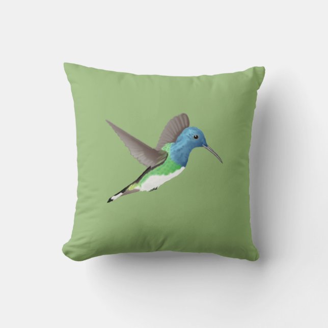 Hovering Jacobin Hummingbird - transparent.    Throw Pillow (Front)