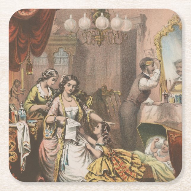 Hovey's Cocoa Glycerine, Circa 1860 Square Paper Coaster (Front)