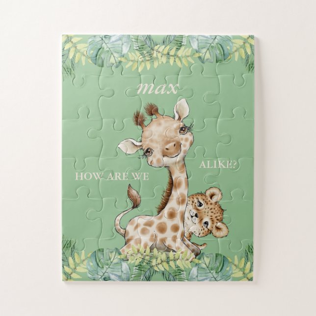 How Are We Alike Giraffe Cheetah Kids Jigsaw Puzzle (Vertical)