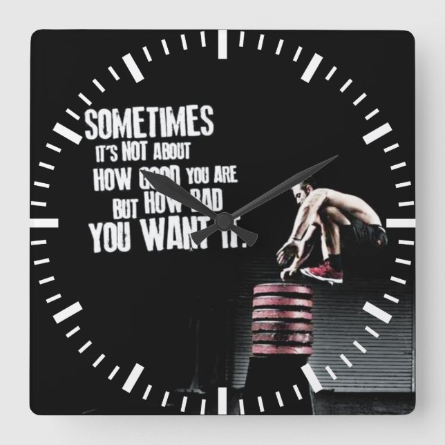How Bad You Want It - CrossFit Motivational Square Wall Clock (Front)