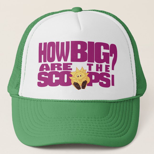 How big are the scoops? trucker hat (Front)