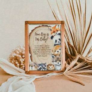 How Big is Her Belly Woodland Animal Game Sign