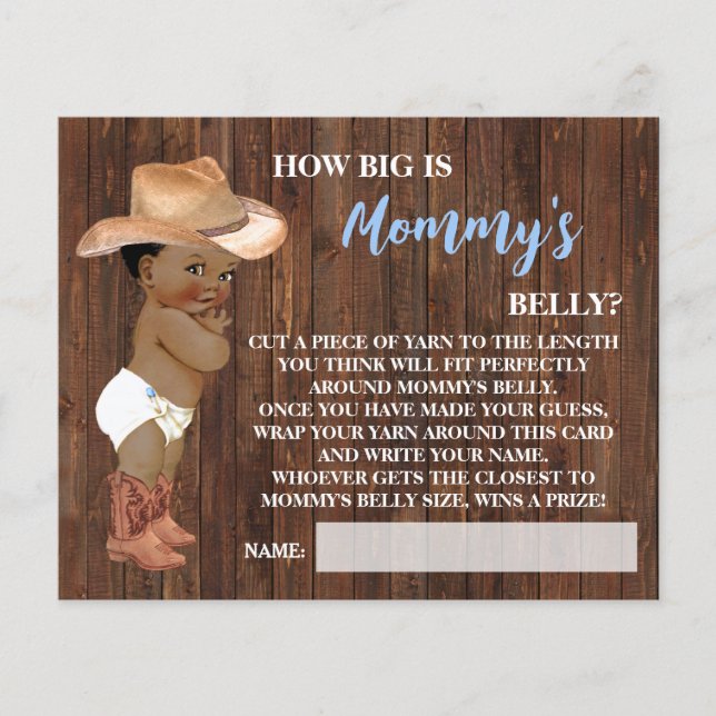 How Big is Mommy Belly AA Cowboy Shower Game Card Flyer (Front)