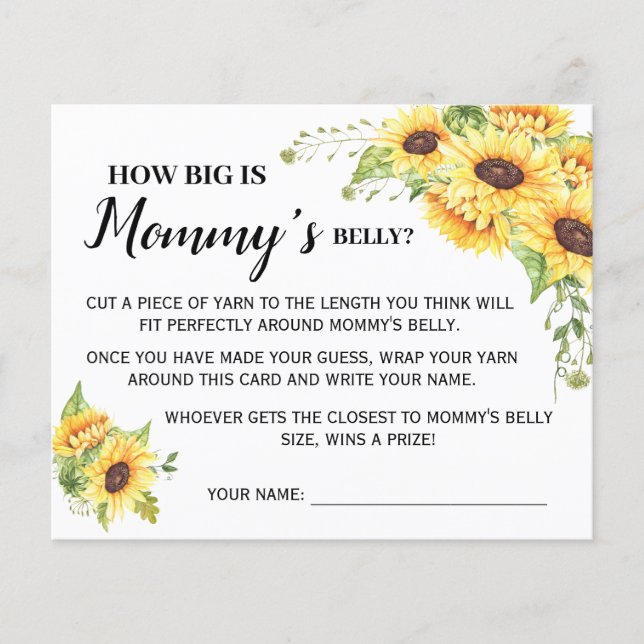 How Big is Mommy Belly Baby Shower Game Card Flyer (Front)