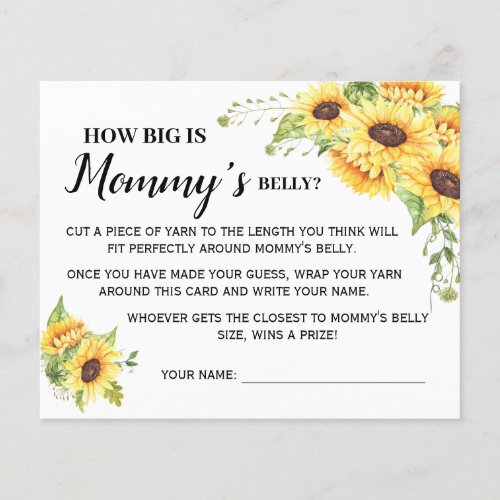 How Big is Mommy Belly Baby Shower Game Card Flyer