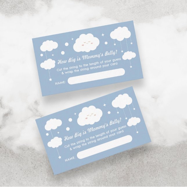 How Big is Mommy Belly Blue Cloud Baby Shower Game Enclosure Card (Creator Uploaded)