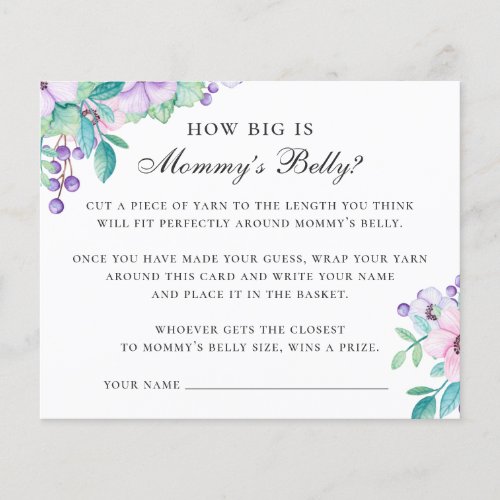 How big is mommy belly Floral baby shower game