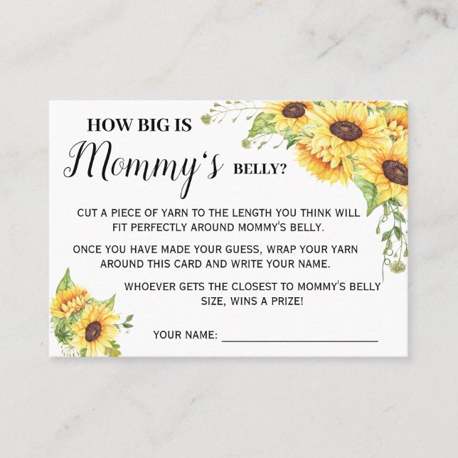 How big is mommy belly game bilingual shower card (Front)