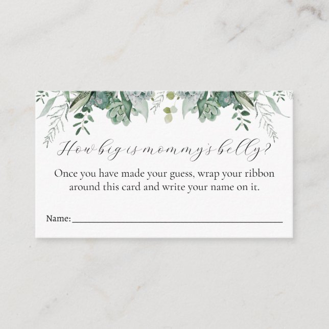 How Big is Mommy's Belly Baby Shower Game Card (Front)