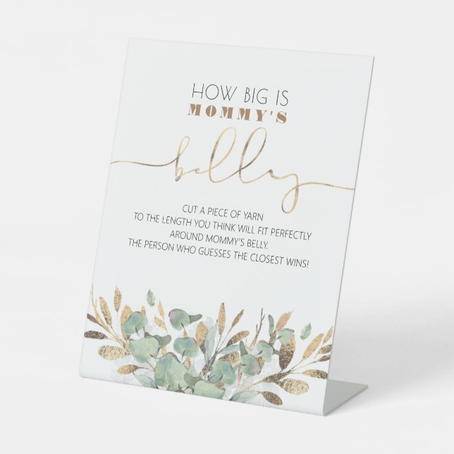 How Big Is Mommy's Belly Baby Shower Game Pedestal Sign (Front)