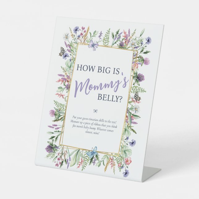 How Big is Mommy's Belly | Baby Shower Game Pedestal Sign (Front)