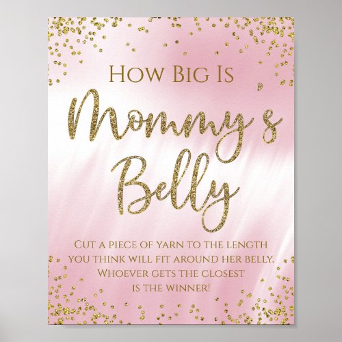 How Big is Mommys Belly Baby Shower Game Poster