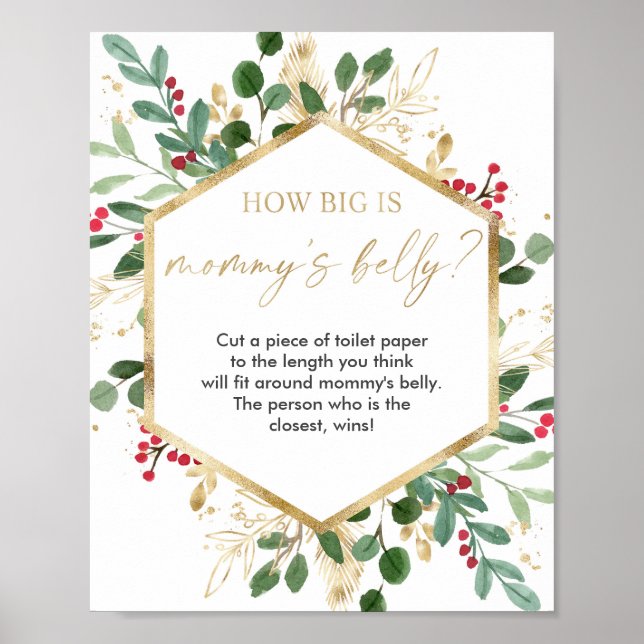 How big is mommy's belly baby shower game poster (Front)