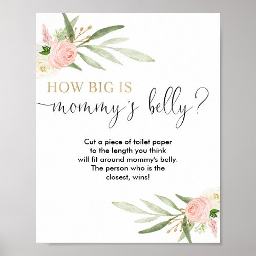 How big is mommys belly baby shower game poster