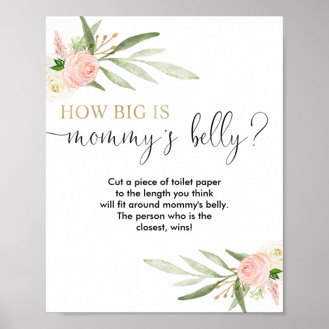 How big is mommy's belly baby shower game poster (Front)