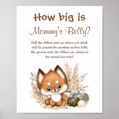How Big Is Mommys Belly Baby Shower Game Poster