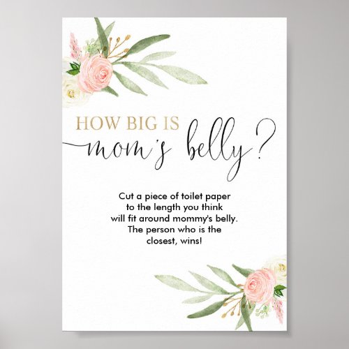 How big is mommys belly baby shower game poster