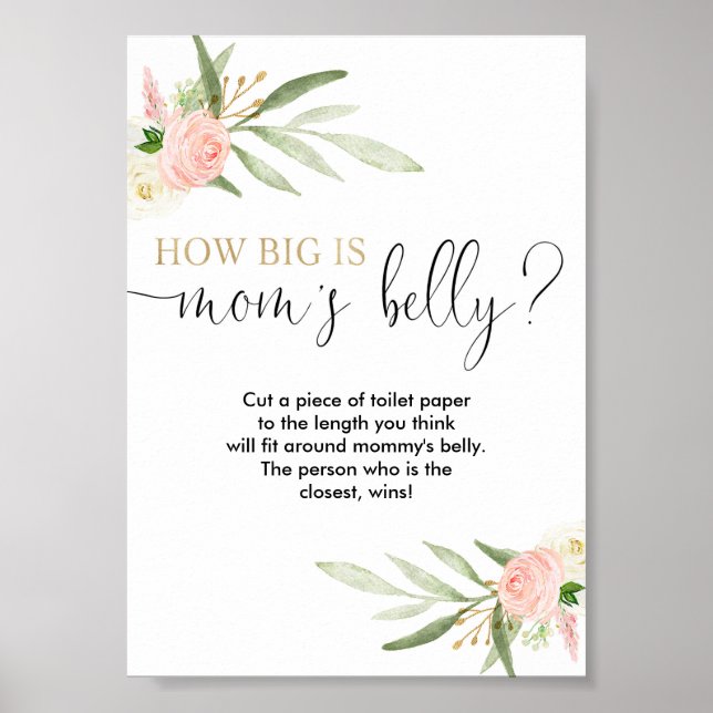 How big is mommy's belly baby shower game poster (Front)