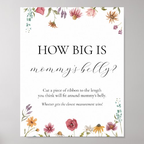 How Big is Mommys Belly Baby Shower Game Sign