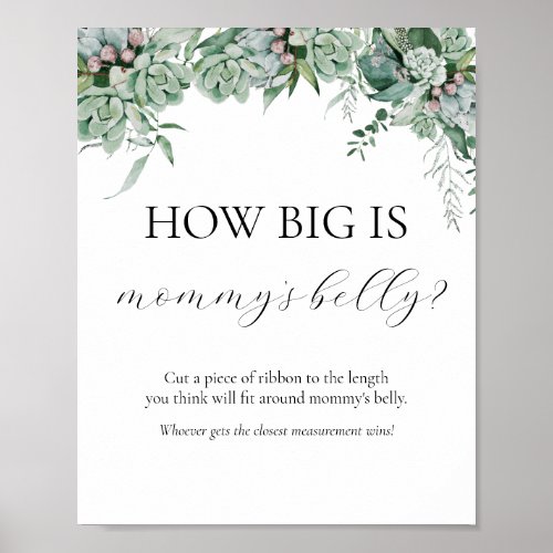 How Big is Mommys Belly Baby Shower Game Sign