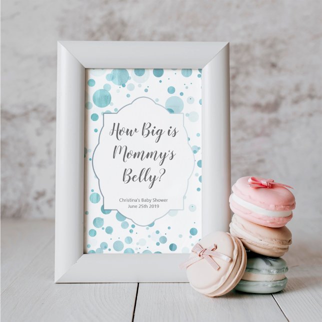 "How Big is Mommy's Belly" Blue Baby Shower Poster (Creator Uploaded)