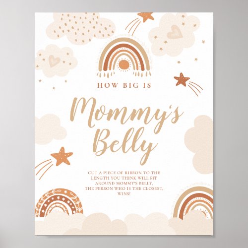 How Big is Mommys Belly Boho Rainbow Sign 