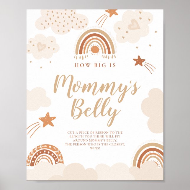 How Big is Mommy's Belly Boho Rainbow Sign  (Front)
