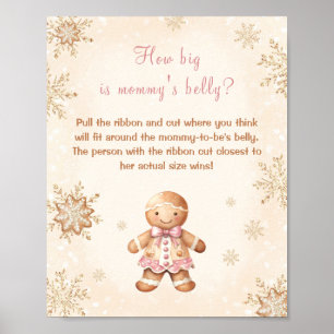 How Big Is Mommy's Belly Christmas Baby Shower Poster