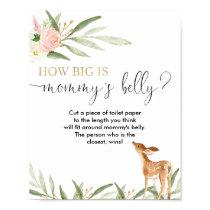 How big is mommy's belly deer baby shower game poster