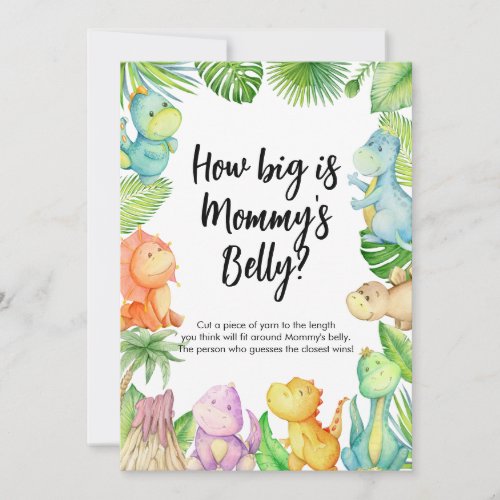 How Big Is Mommys Belly Dinosaur Baby Shower Card