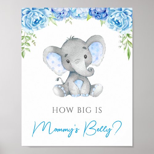 How Big is Mommys Belly Elephant Baby Shower Game Poster