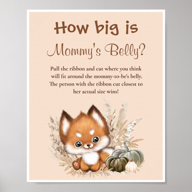 How Big Is Mommy's Belly Fall Baby Shower Game Poster (Front)