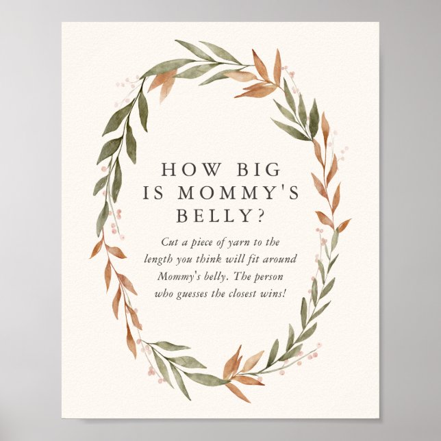 How Big is Mommy's Belly Fall Baby Shower Sign (Front)