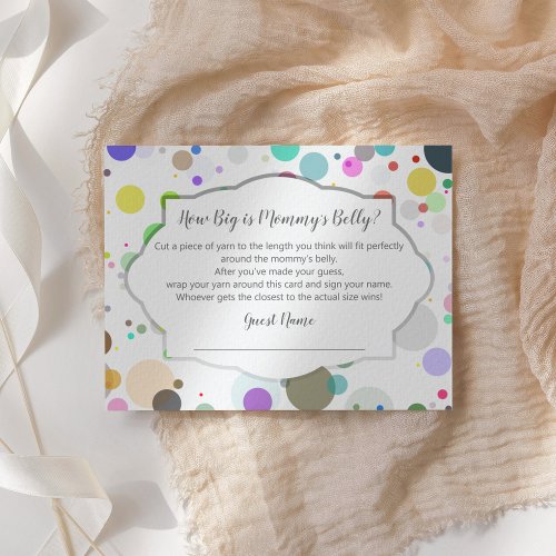 How Big is Mommys Belly Fun Baby Shower Game Enclosure Card