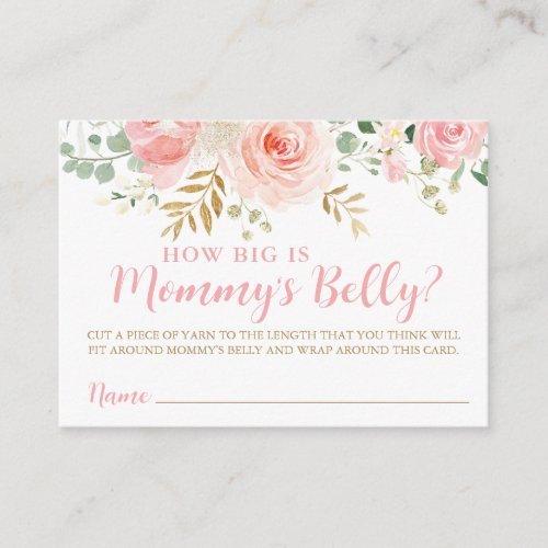 How Big is Mommys Belly Game Answer Card