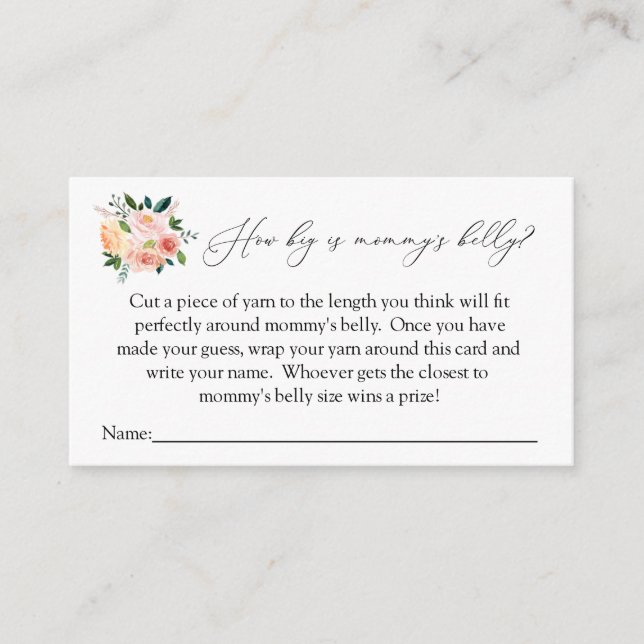 How big is mommy's belly game card (Front)