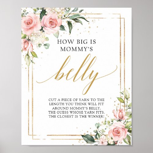 How big is mommys belly game sign blush pink gold