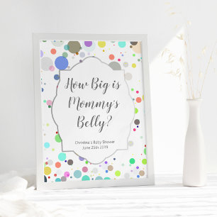 "How Big is Mommy's Belly" Multicolor Baby Shower Poster