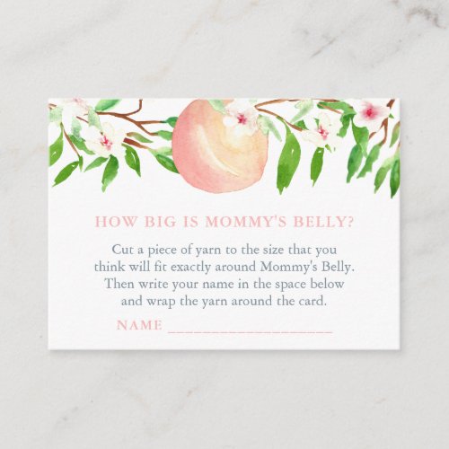 How Big Is Mommys Belly Peaches Baby Shower Game Enclosure Card
