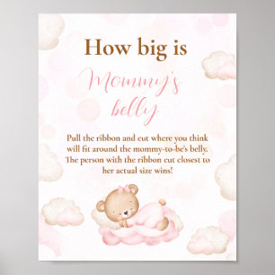 How Big Is Mommy's Belly Pink Baby Shower Game Poster