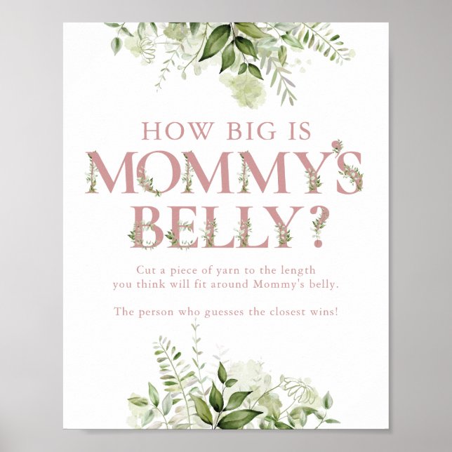 How Big Is Mommy's Belly Pink Baby Shower Poster (Front)