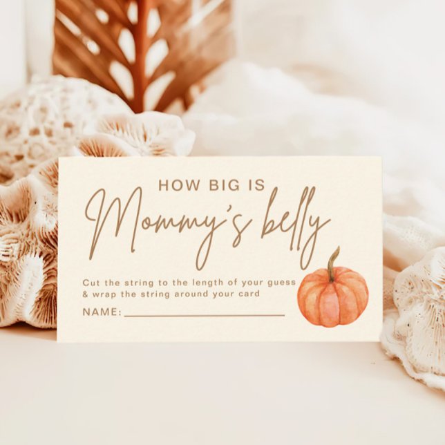How Big Is Mommy's Belly Pumpkin Baby Shower Game Enclosure Card (Creator Uploaded)