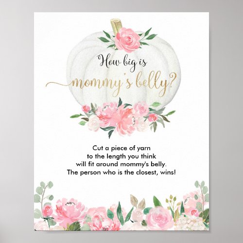 How big is mommys belly pumpkin baby shower game poster