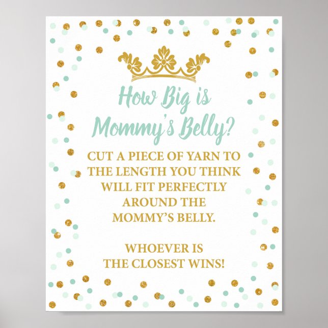 How Big is Mommy's Belly Royal Mint & Gold Sign (Front)
