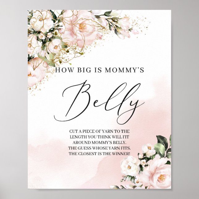 How big is mommy's belly sign game blush pink gold (Front)
